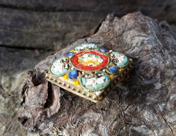 Lovely Mini Mosaic Art Deco Brooch - image 3