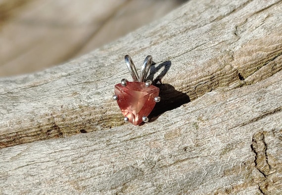 Gorgeous Oregon Sunstone and Sterling Silver Trillium Pendant