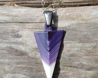 Elegant Martha's Vineyard Carved Wampum Arrowhead and Sterling Silver Pendant