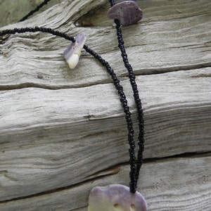 Handmade Black Wampum and Sterling Silver Necklace