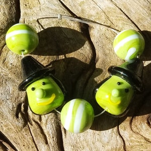 Lampwork Glass Witch Halloween Beads