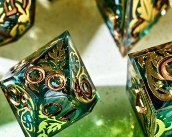 ULTRA RARE Foliage Iconic Dice Set from Dispel Dice and Wyrmwood Gaming 2022 Elemental Colletion Kickstarter in Original Box NEW