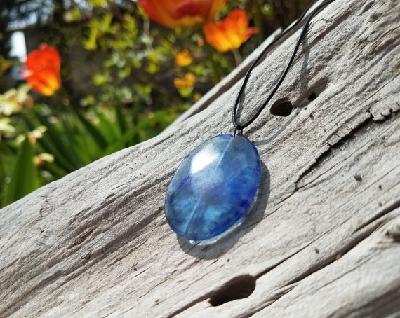 Lovely Handmade Blue Glass Necklace - image 3