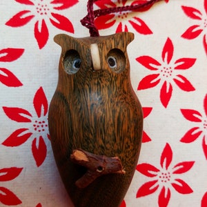 Handmade Wooden Owl Christmas Ornament
