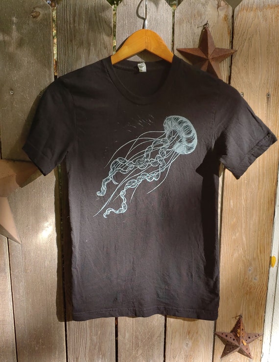 Hand-Printed Jellyfish Block Print Unisex X-Small… - image 5