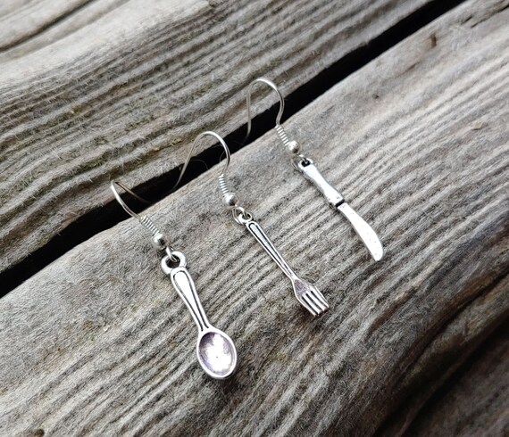 Handmade Sterling Silver Silverware Earrings - image 2