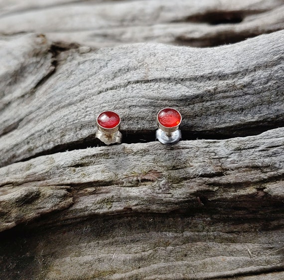 Vintage Carnelian and Sterling Silver Post Earrin… - image 3