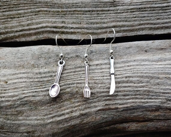 Handmade Sterling Silver Silverware Earrings - image 7