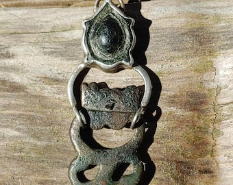 One of a Kind Ancient Roman Bronze Horse Bridle Artifact (753 BC - 476 AD) Set in Handmade Sterling Silver Necklace - 2,000 Years Old
