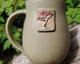 Beautiful Handmade Stamped and Signed Ceramic Mushroom Mug from Ephraim Pottery - Limited Edition