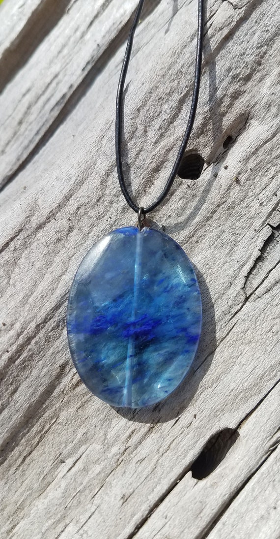 Lovely Handmade Blue Glass Necklace - image 2