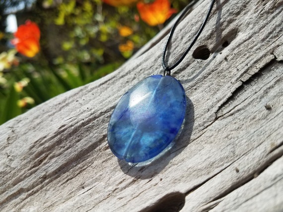 Lovely Handmade Blue Glass Necklace - image 1