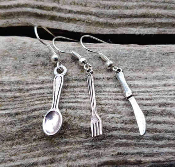Handmade Sterling Silver Silverware Earrings - image 5