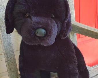 RETIRED Vintage "The Black Dog" Large Plush with Leather Nose BRAND NEW with Tush Tags