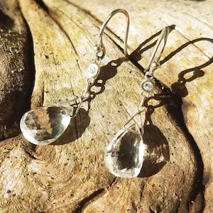 Diamond and White Topaz Briolette Earrings