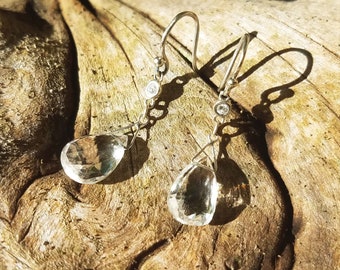 Diamond and White Topaz Briolette Earrings