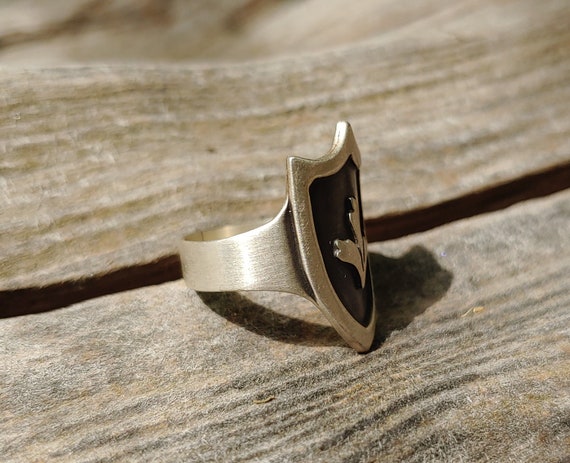 Handmade Sterling Silver Sage Brush Shield Ring b… - image 7