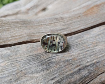 Handmade Vintage Murano Glass and Sterling Silver Heavy Ring