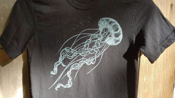 Hand-Printed Jellyfish Block Print Unisex X-Small… - image 2