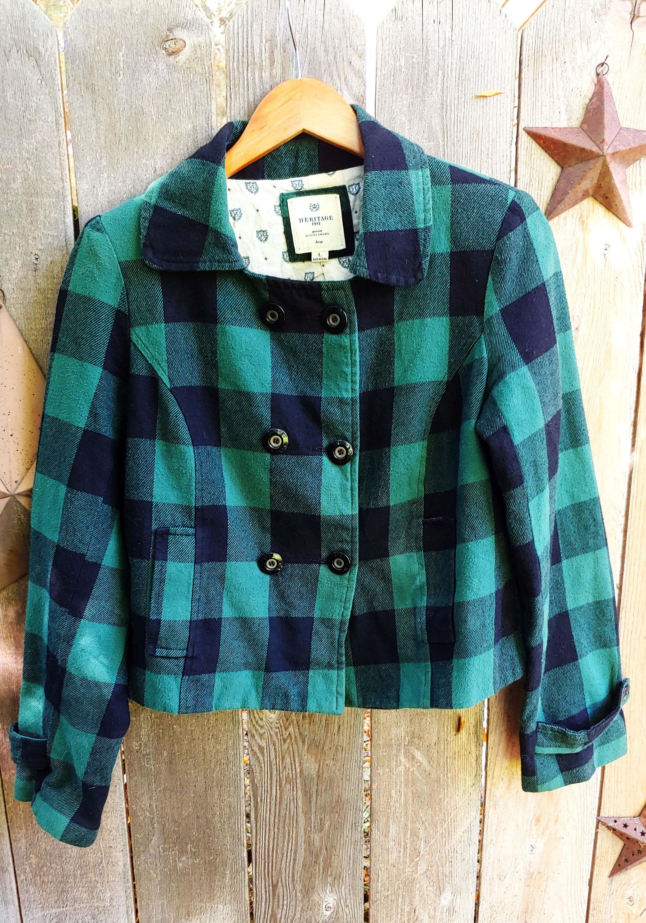 Beautiful Vintage Green and Black Plaid Jacket Women's Etsy