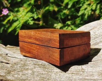 Beautiful Antique Handmade Teak Wood Ring Presentation Box
