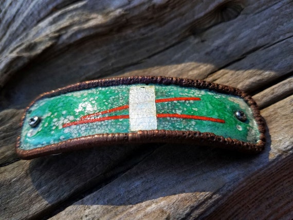 Handmade Copper Enamel Hair Clip