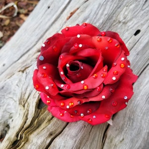 Handmade Red Rose Hair or Clothing Accessory