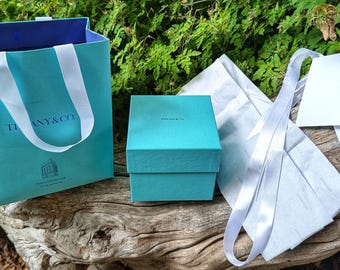 Brand New Genuine Tiffany & Co. Iconic Box with Ribbon, Rare The Landmark Gift Bag, Gift Card, and Two Sheets of New Matching Tissue Paper