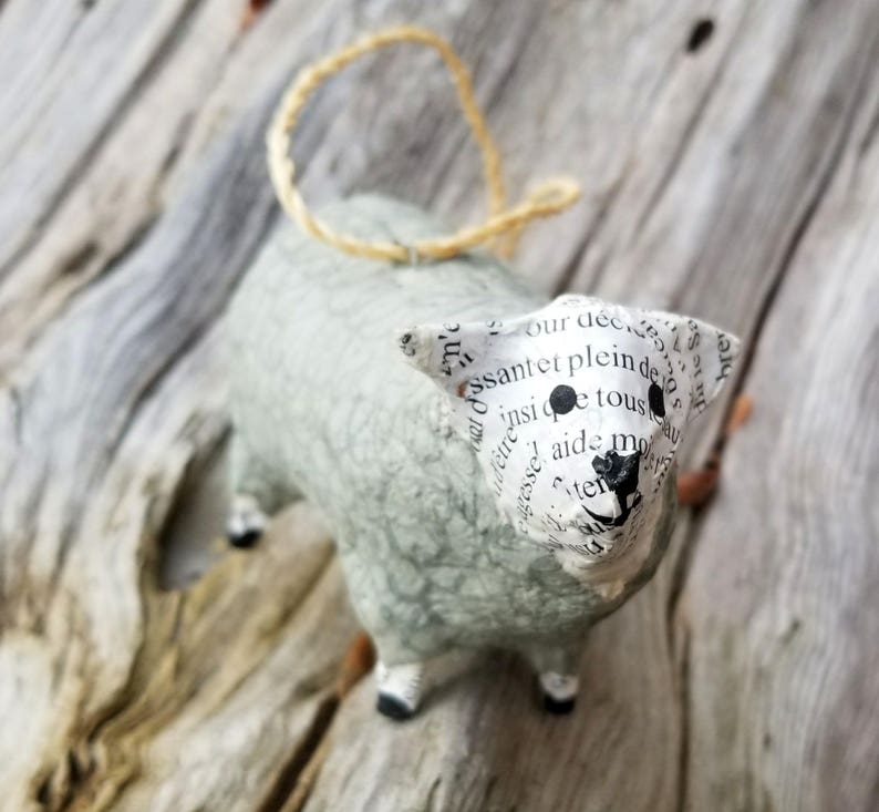 Handmade Upcycled Paper Mache Sheep Christmas Ornament Etsy