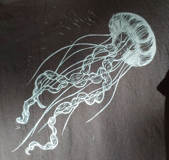 Hand-Printed Jellyfish Block Print Unisex X-Small… - image 3