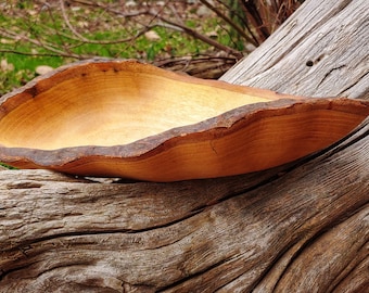 Beautiful Hand Carved Live Edge Wooden Bowl