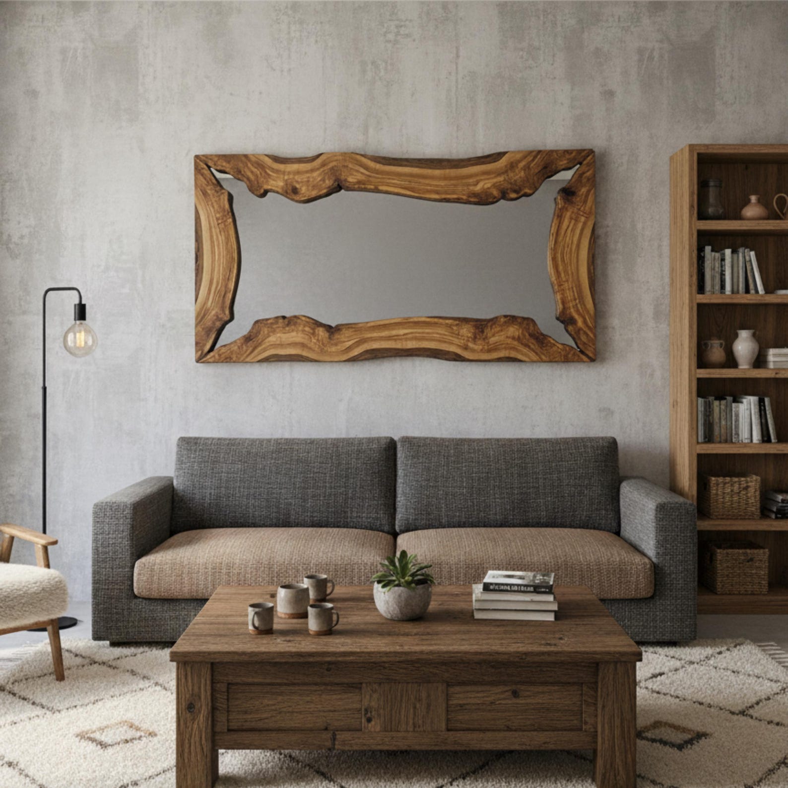 Modern Wall Mirror, Live Edge Mirror, Wood Handmade Mirror, Rustik Wall ...