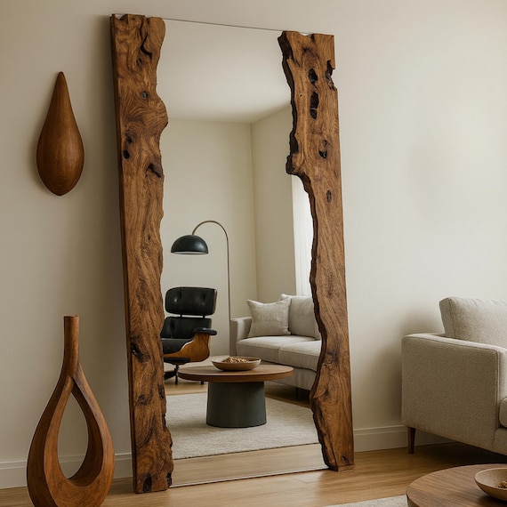 Modern Full Length Mirror, Wooden Handmade Mirror, Home Decor Wall Art, Mid Century Wall Art, Trendy Wall Art, Floor Mirror, Christmas gift