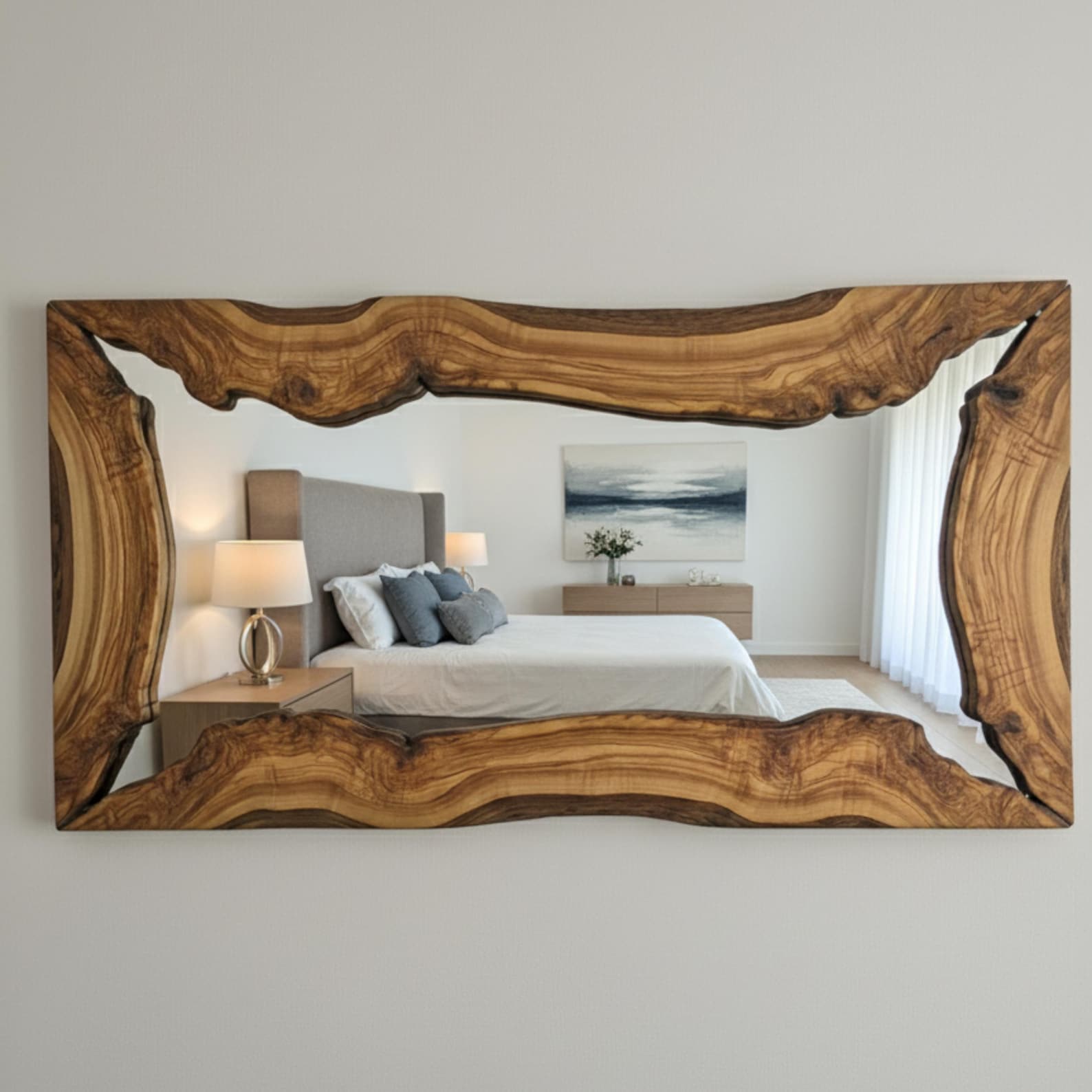 Modern Wall Mirror, Live Edge Mirror, Wood Handmade Mirror, Rustik Wall ...
