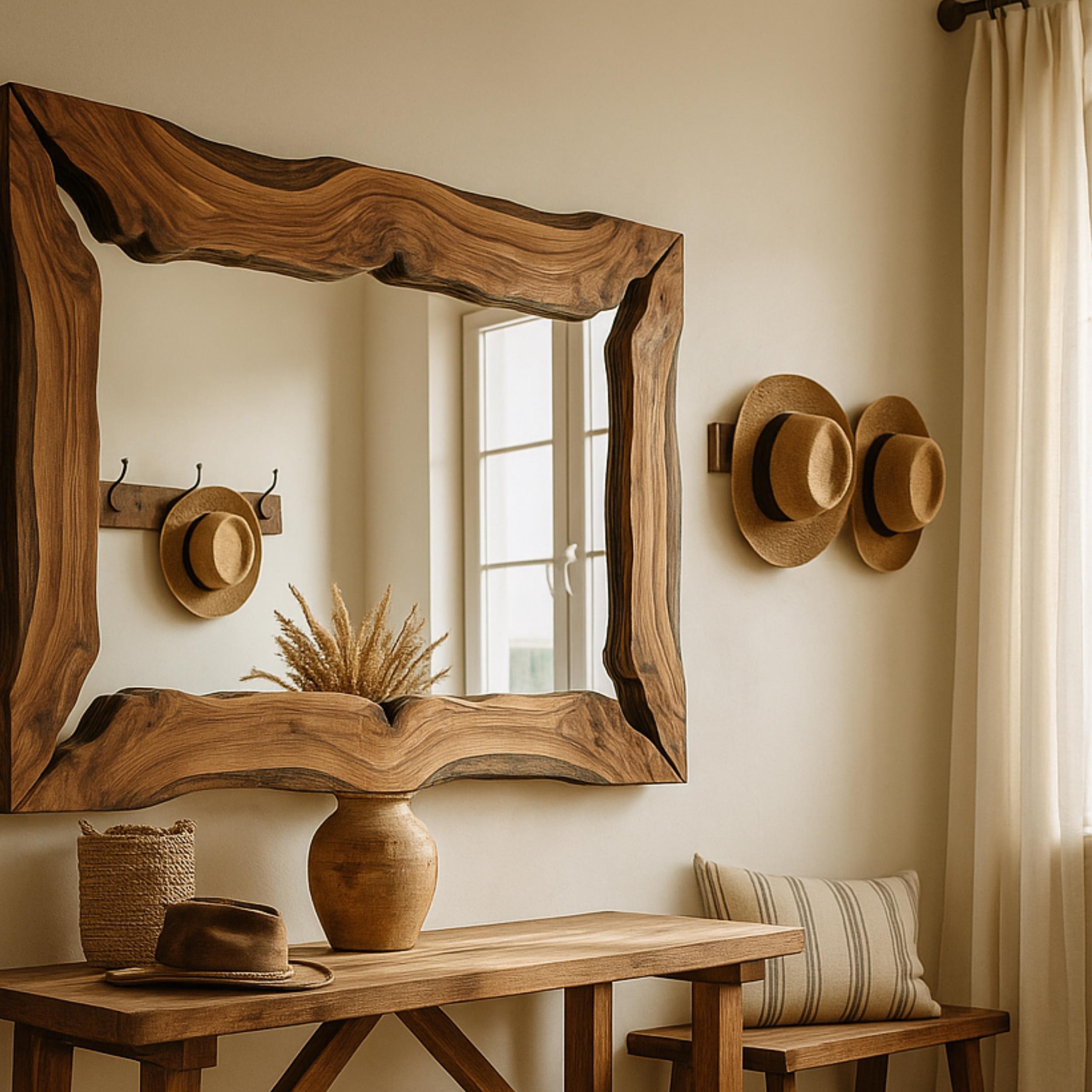 Modern Wall Mirror, Live Edge Mirror, Wood Handmade Mirror, Rustik Wall ...