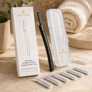 Dermaplaning Tool Eyebrow Razor with 6 Blades, Face Razor for Women, Peach Fuzz & Facial Hair Removal with Travel Case, Gift for Her