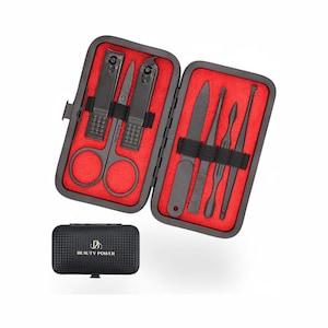 Manicure Set Nail Clipper Kit Personal Care Manicure Pedicure Set Mens Womens Accessories Nail Grooming Kit Personal Care Set (Black & Red)
