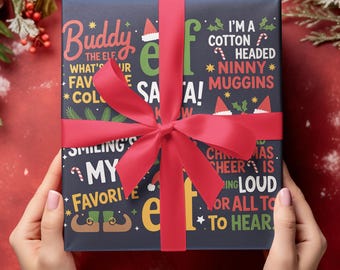 Elf Wrapping Paper, Christmas Movie Gift Wrap Paper, Festive Holiday Packaging