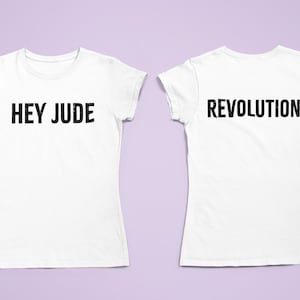 Beatles A-side/B-side Hey Jude/Revolution Women&#39;s T-shirt, Vinyl Lover Gift, Fun Beatle Record Tee, Oldies Music Memorabilia, Fab Four Merch
