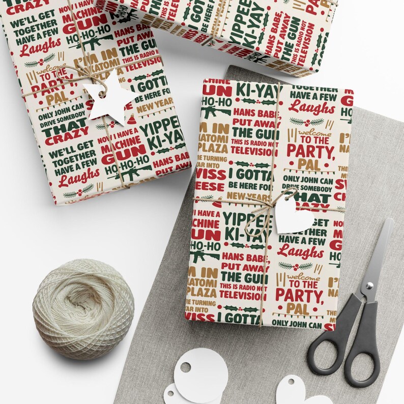 Die Hard Wrapping Paper, Holiday Movie Lover Gift Wrap, Christmas Present Paper image 2