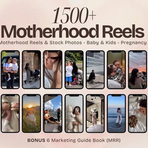 Pacchetto di oltre 1500 bobine di maternità PLR MRR / Video di Instagram e TikTok di Faceless Mom Aesthetic / Diritti di rivendita / DFY Content Vault 2025