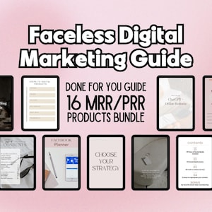 Faceless Digital Marketing Bundle mit PLR & MRR | DFY Digital Marketing Guides | Digitale Produkte weiterverkaufen | Passives Einkommen Ebooks