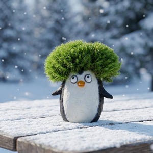 Hand-Painted Penguin Poly-Resin Planter, Whimsical Succulent Pot, Desk Decor