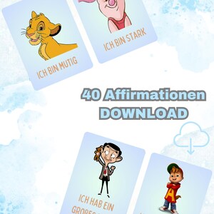 Kinder Disney Affirmationen zum Lernen - Digitaler Download - Positive Sprüche Für Kinder