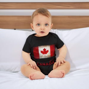 Infant Jersey One Piece, Vintage Canada Flag Team Eh Baby Bodysuit, Patriotic Baby Outfit, Canadian Pride Infant Romper, Maple Leaf Baby