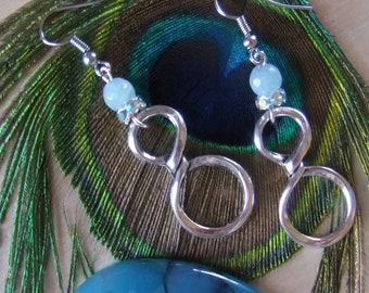 Aquamarine Infinity Dangle Earrings: Sterling Silver, March Birthstone