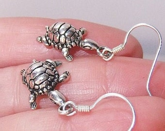 Cute Silver Turtle Earrings • Sterling Silver • Minimalist Jewelry • Earrings for Women