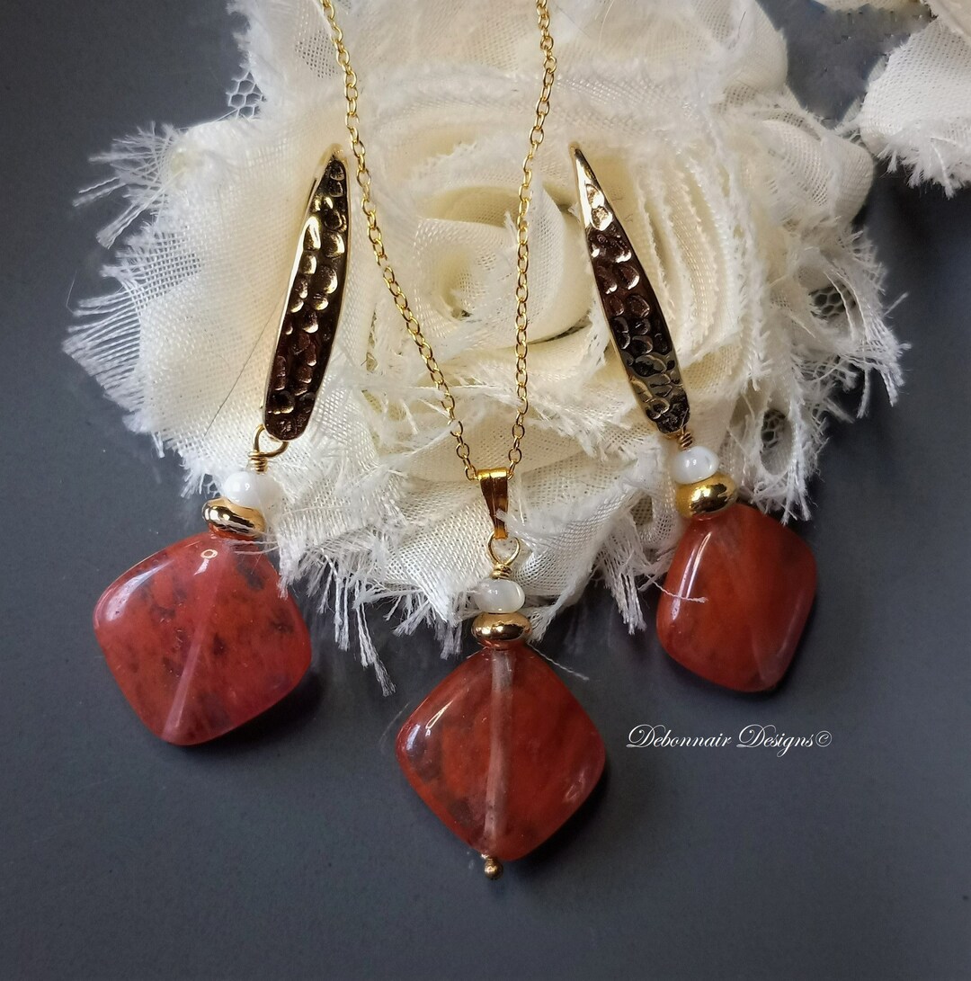 Pink Tourmaline Jewelry Set, Gold, Dainty, Healing Stones, Mother's Day