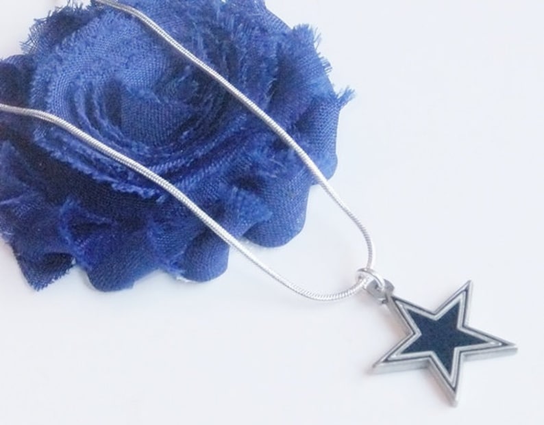 Blue and White Jewelry Football Fan Jewelry Unisex Cowboys Necklace Dallas Cowboy Bling FREE SHIPPING U.S. Dallas Cowboy Charm Necklace