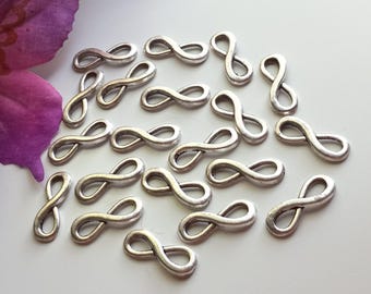Silver Infinity Charms: Double Sided Pendants, Jewelry Crafts (20pcs)